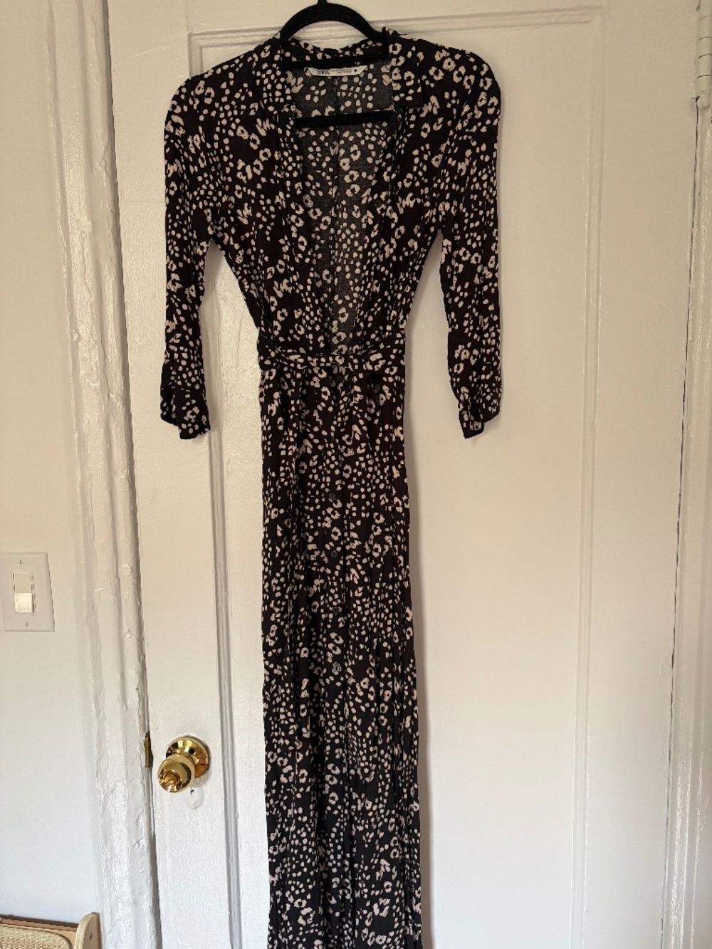 Maxi dress in black-white print from Zara